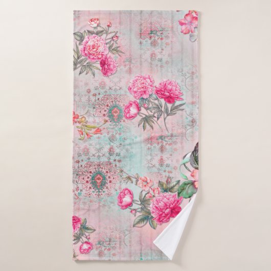 Mooie rozen op  papiertextuur illustreren badhanddoek (Badhanddoek)