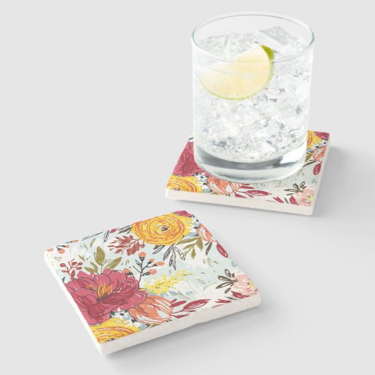 Mooie Rozen Stenen Onderzetter (Zijkant)