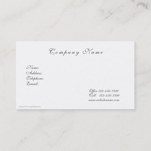 Mooie Rozen stijl Visitekaartje (Achterkant)