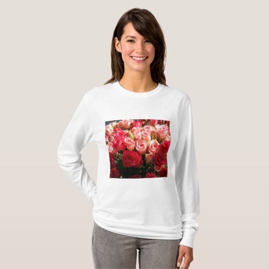 Mooie Rozen T-shirt met lange mouwen (Voorkant volledig)