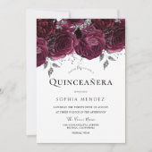 Mooie Rozen van Burgundy Elegant Quinceañera Kaart (Voorkant)