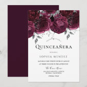 Mooie Rozen van Burgundy Elegant Quinceañera Kaart (Voorkant / Achterkant)