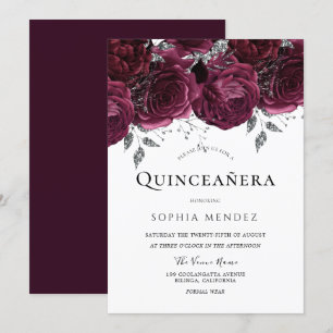 Mooie Rozen van Burgundy Elegant Quinceañera Kaart