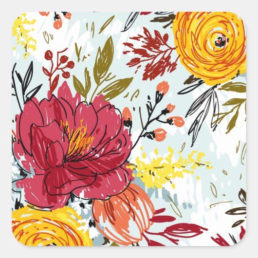 Mooie Rozen Vierkante Sticker (Voorkant)