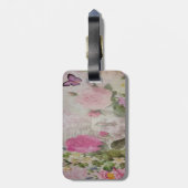 Mooie  rozen vlinder vloour de lis bagagelabel (Achterkant verticaal)