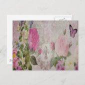 Mooie  rozen vlinder vloour de lis briefkaart (Voorkant / Achterkant)