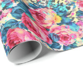 Mooie  rozen waterverven luipaard cadeaupapier (Rol Hoek)