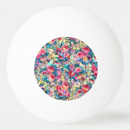 Mooie  rozen waterverven luipaard pingpongbal (Voorkant)