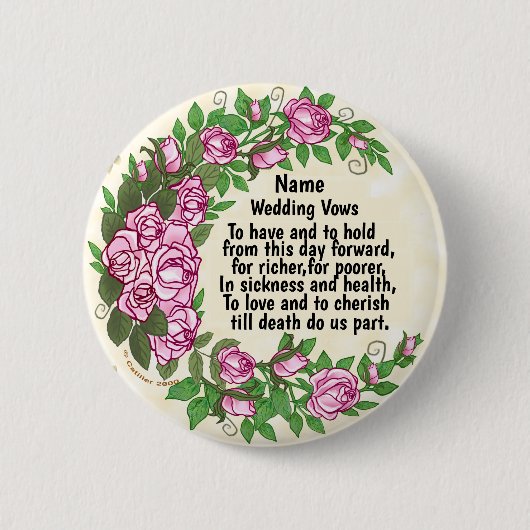 Mooie Rozen Wedding Vows pin knop Ronde Button 5,7 Cm (Voorkant)