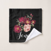 Mooie Rozen zwarte handdoekset Bad Handdoek (Wasdoekje)