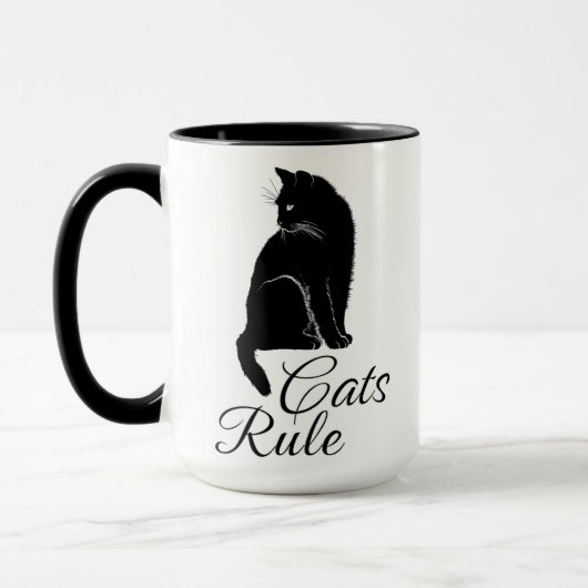 Mooie Rug Zittende Kat - Katten Regel Mok (Links)