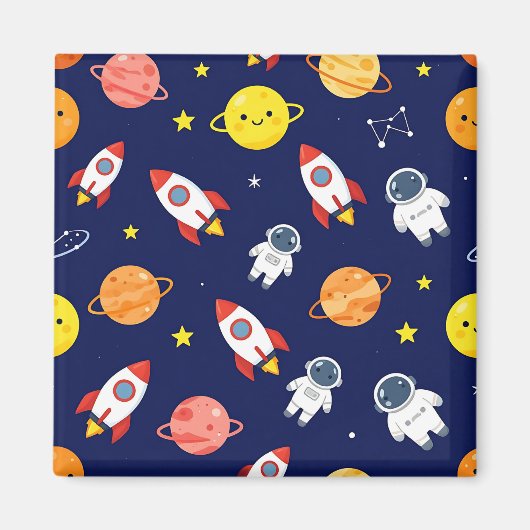 Mooie Ruimtereiziger Kinderpatroon Magneet (Voorkant)