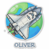 Mooie Ruimteschip Rond de Aarde Sticker (Voorkant)