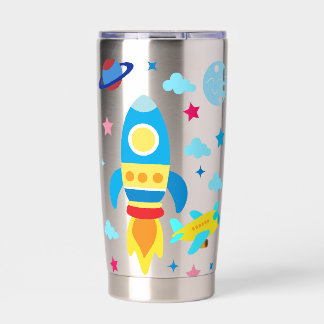 Mooie Ruimtevaartuigen Raketschepen Patroon Geïsoleerde Drinkbeker