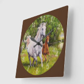 Mooie Ruitende kunst voor paarden Vierkante Klok (Hoek)