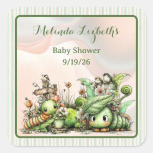 Mooie Rups Tuin Baby Shower Feest Vierkante Sticker