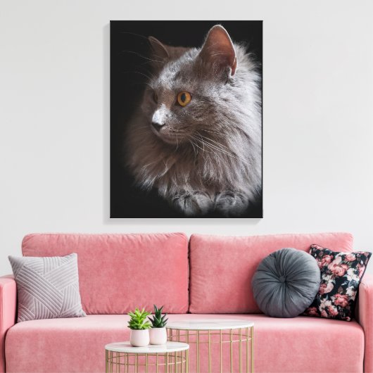 Mooie Russische Blauwe Grijze Kat Nebelung Canvas Afdruk (Insitu (Woonkamer))