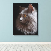 Mooie Russische Blauwe Grijze Kat Nebelung Canvas Afdruk (Insitu (Houten vloer))