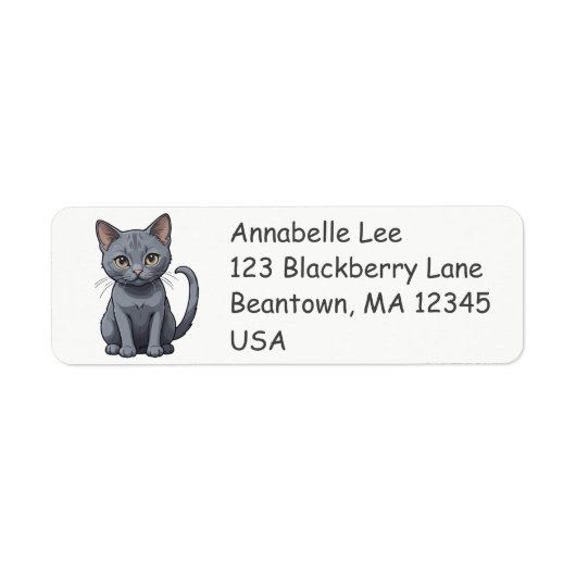 Mooie Russische Blauwe Kat Label (Voorkant)