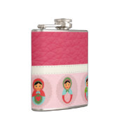 Mooie Russische nestpoppen op leder Heupfles (Rechts)