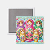Mooie Russische pop vierkante magneet (Voorkant / Achterkant)