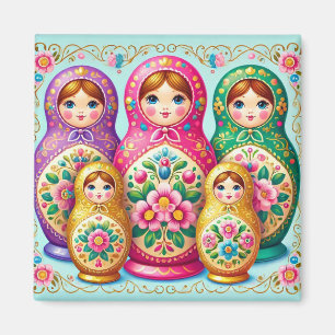 Mooie Russische pop vierkante magneet
