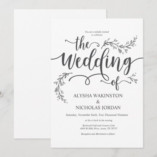 Mooie Rustic Wedding-kaart Kaart (Voorkant / Achterkant)