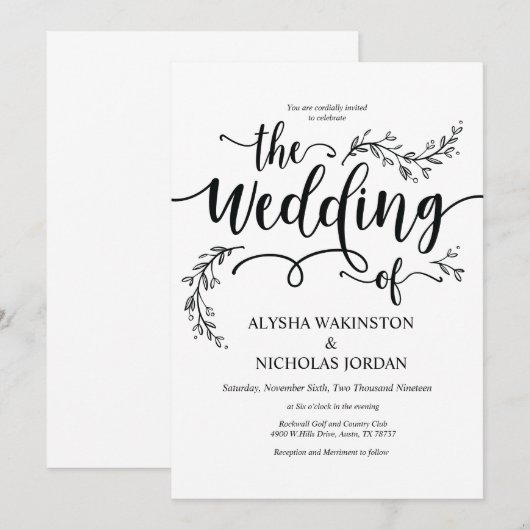 Mooie Rustic Wedding-kaart Kaart (Voorkant / Achterkant)