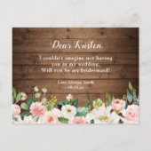 Mooie rustieke bloemen zijn mijn bruidsmeisje voor uitnodiging briefkaart (Achterkant)