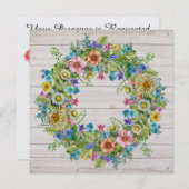 Mooie Rustieke Bloemenkrans Uitnodiging (Voorkant / Achterkant)
