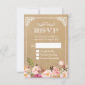 Mooie Rustieke Bloemige Kraft Elegante Trouw-RSVP RSVP Kaartje (Voorkant)