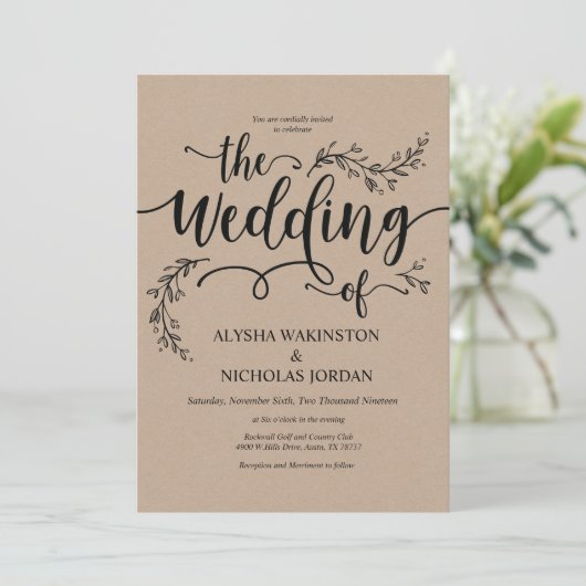 Mooie rustieke bruiloft uitnodiging Kaart (Staand voorkant)