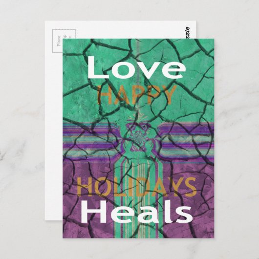 Mooie rustieke gebarsten modder liefde geneest tek briefkaart (Voorkant / Achterkant)