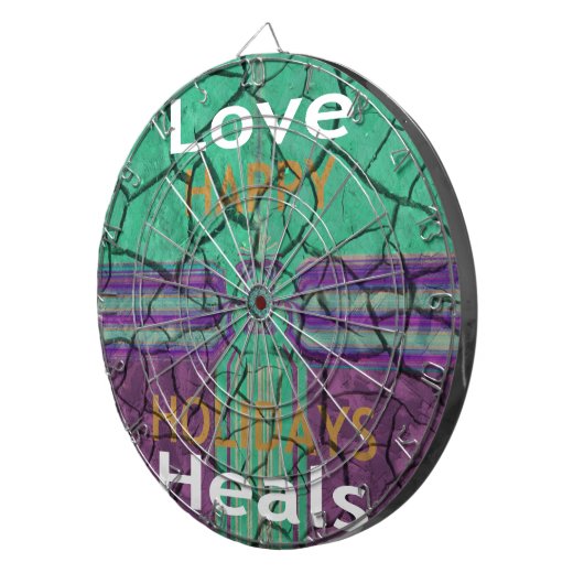 Mooie rustieke gebarsten modder liefde geneest tek dartbord (Voorkant Rechts)