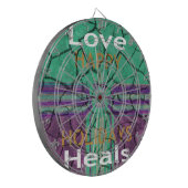 Mooie rustieke gebarsten modder liefde geneest tek dartbord (Voorkant Links)