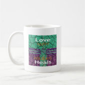 Mooie rustieke gebarsten modder liefde geneest tek koffiemok (Links)