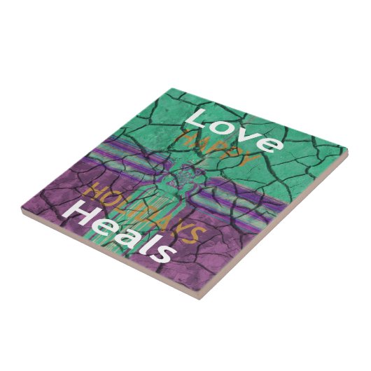 Mooie rustieke gebarsten modder liefde geneest tek tegeltje (Zijkant)