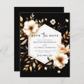 Mooie rustieke gouden en zwarte bruiloft save the date (Voorkant / Achterkant)