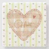 Mooie rustieke hart Valentijn Groen en bruin Stenen Onderzetter (Voorkant)