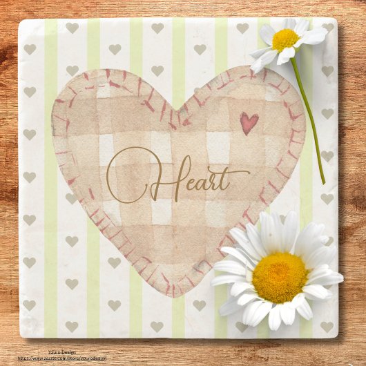 Mooie rustieke hart Valentijn Groen en bruin Stenen Onderzetter