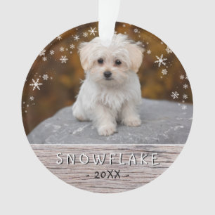 Mooie Rustieke Hond Puppy Sneeuwvlok 2 Foto Aanden Ornament