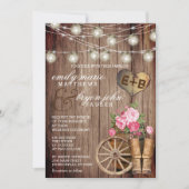 Mooie rustieke houten vat en Mauve Floral Kaart (Voorkant)