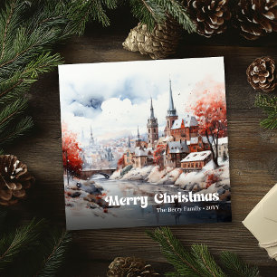 Mooie rustieke kerstscène klassieke kerstkaart