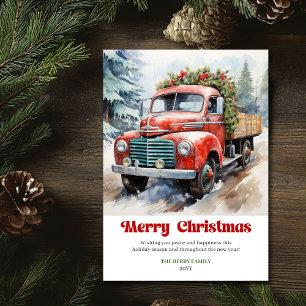 Mooie rustieke kerstscène watercolor vakantie feestdagenkaart