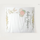 Mooie Rustieke Konijn Bloem Baby Shower Achtergron Wandkleed (Voorkant (horizontaal))