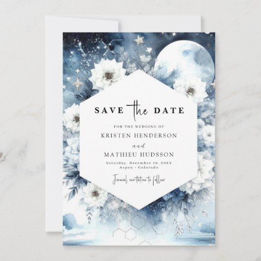 Mooie rustieke maanverlichte bruiloft save the date (Voorkant)