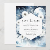 Mooie rustieke maanverlichte bruiloft save the date (Voorkant / Achterkant)