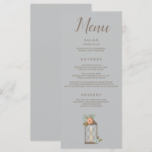 Mooie rustieke op blauwe achtergrond menu (Voorkant / Achterkant)