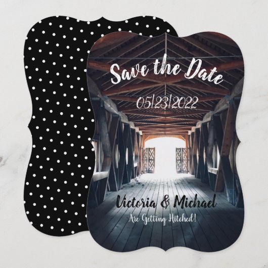 Mooie Rustieke Overdekte Brug Save The Date Kaart (Voorkant / Achterkant)