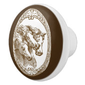 Mooie, rustieke,  paarden, keramische knop (Rechts)